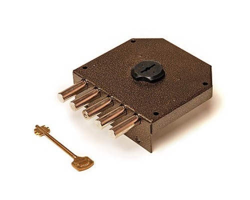 Замок накл. Базальт 1.05.53 МА никель, сувальдный, стержни 5 шт. Ф14мм, медный антик