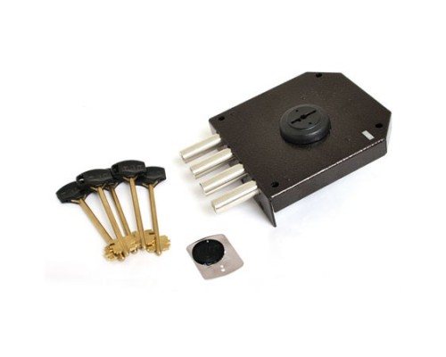 Замок накл. Базальт 1.05.51 МА  никель, сувальдный, стержни 4шт Ф14мм, медный антик