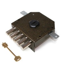 Замок накл. Гранит 1.06.52 КМА никель, сувальдный стержни 5шт. диаметр 18мм тяги медный антик