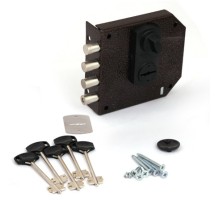 Замок накл. Базальт 1.05.59 МА никель, сувальдный, стержни 3шт Ф14мм, медный антик, задвижка