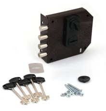 Замок накл. Базальт 1.05.59 МА никель, сувальдный, стержни 3шт Ф14мм, медный антик, задвижка