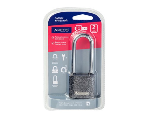 Замок навесной Apecs PD-01-38-L-Blister Замок навесной Apecs PD-01-38-L-Blister