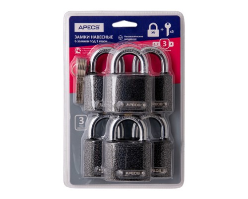 Замки навесные Apecs PD-01-50-Blister (6Locks+5Keys) Замки навесные Apecs PD-01-50-Blister (6Locks+5Keys)