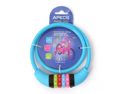 Замок велосипедный Apecs PD-85-65CM-CODE-BLUE Замок велосипедный Apecs PD-85-65CM-CODE-BLUE