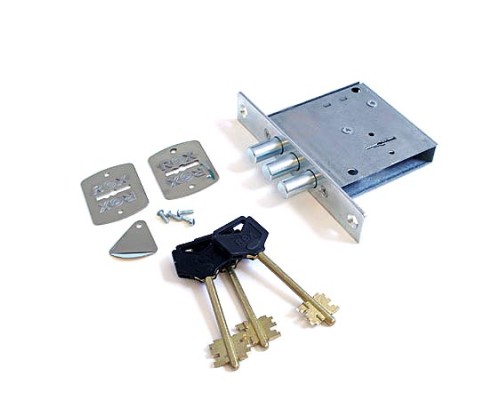 Замок врез. ReX. 1.5 - сувальдный цинк, 3 стержня ф12 мм, планка прямоугол, 3 кл.