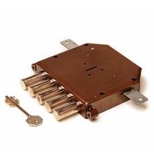Замок врез. Гранит 1.06.12 никель, сувальдный стержни 5 шт. диаметр 18мм тяги. медный антик. бонки