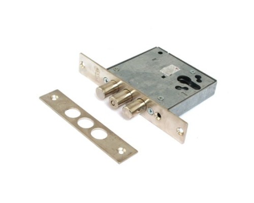 Замок врез. Лазурит 1.01.07 никель, под цилиндр-стержни 3 шт. диаметр 16мм