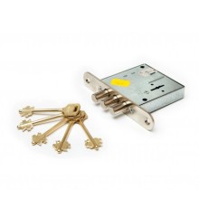 Замок врез. Кремень 1.04.04 никель, сувальдный стержни 3 шт. диаметр 12мм