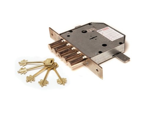 Замок врез. Гранит 1.06.02 никель, сувальдный стержни 5 шт. диаметр 18мм тяги