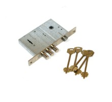 Замок врез. Кремень 1.04.27 никель, сувальдный стержни 3шт. диаметр 12мм под фалевую ручку