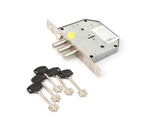 Замок врез. Базальт 1.05.41  никель, сувальдный, стержни 3шт Ф14мм, под фалевую ручку, задвижка