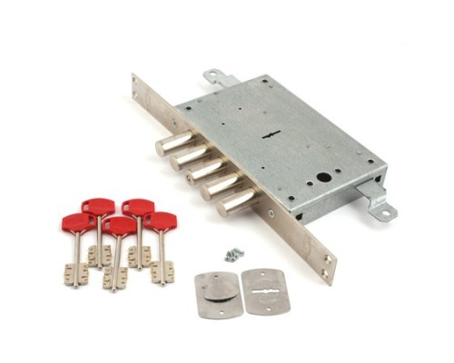 Замок врез. РУБИН В-1.08.02 никель, сувальдный- стержни 5шт. диаметр 18мм, тяги