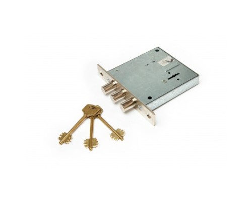 Замок врез. Кремень 1.04.02.3 никель, сувальдный стержни 3 шт. диаметр 14мм