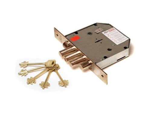 Замок врез. Гранит 1.06.40  никель, сувальдный стержни 3 шт. диаметр 18мм под фалевую ручку и задвиж