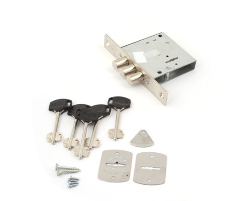 Замок врез. Кремень В-1.04.07 никель, сувальдный- стержни 3шт. диаметр 14мм