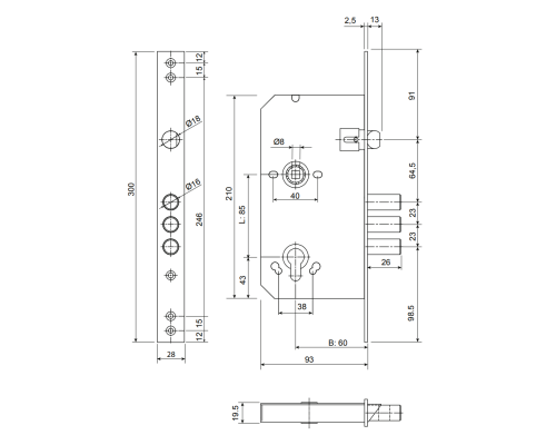 Замок электронный Apecs Smart SL-252-60.85/8001-BLM (TTLock, WiFi, FP)