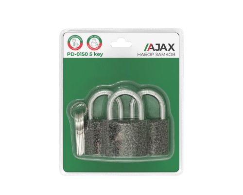 Набор Ajax (Аякс) замков навесных PD-0150 (3 locks+5 keys) blister Набор Ajax (Аякс) замков навесных PD-0150 (3 locks+5 keys) blister