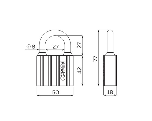 Замок Fuaro (Фуаро) навесной PL-UNI-0450 3key Замок Fuaro (Фуаро) навесной PL-UNI-0450 3key