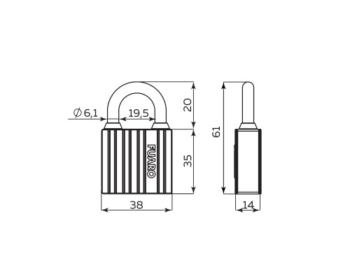Замок Fuaro (Фуаро) навесной PL-UNI-0438 3key