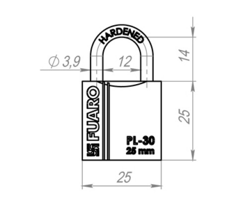 Замок Fuaro (Фуаро) навесной PL-PROTEC-3025 2key (PL-3025) англ. /блистер Замок Fuaro (Фуаро) навесной PL-PROTEC-3025 2key (PL-3025) англ. /блистер