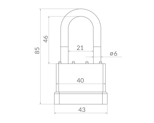 Замок Punto (Пунто) навесной PK-6540L 3 key англ. длинная дужка