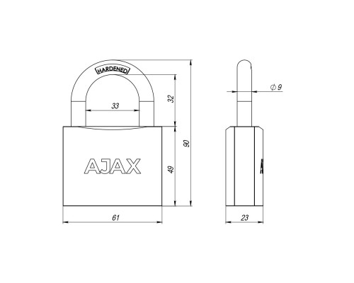 Замок Ajax (Аякс) навесной PD-0163 (PD-01-63) 3 key англ. Замок Ajax (Аякс) навесной PD-0163 (PD-01-63) 3 key англ.