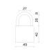 Замок Fuaro (Фуаро) навесной PL-UNI-0150 (PL-01-50) 3key англ. /блистер