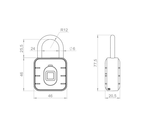 Замок Fuaro (Фуаро) навесной умный биометрический PL-SMART-BIOMETRIC подвес