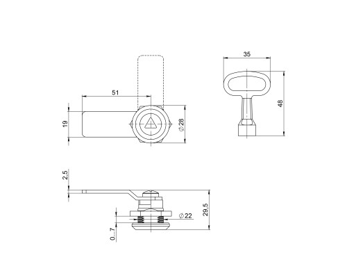 Замок Ajax (Аякс) щитовой tech lock 1 треуг.ключ