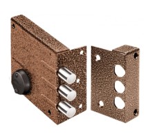 Замок Elbor (Эльбор) накладной Кремень 1.04.52.МА никель, сув., 3 риг., медный антик