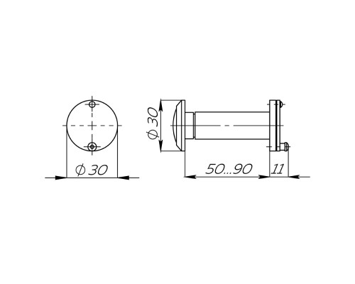 Глазок Fuaro (Фуаро) дверной противопожарный FP.DVG 3/90-50/S (VIEWER 3 DVSG 50x90/16) BL-24 черный