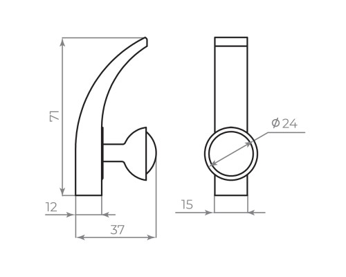 Крючок Ajax (Аякс) настенный MB-LM/K-004 BL черный Крючок Ajax (Аякс) настенный MB-LM/K-004 BL черный