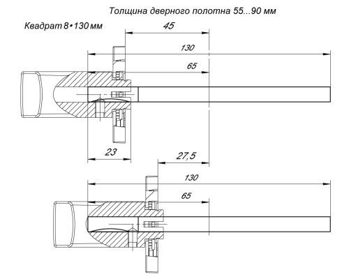 Квадрат Armadillo (Армадилло) для ручек Spindle 8х130
