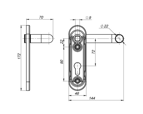 Ручка Fuaro (Фуаро) на планке FP.DH172.0433/2 NE (ANTI-PANIC DH-0433/2) без пружины Ручка Fuaro (Фуаро) на планке FP.DH172.0433/2 NE (ANTI-PANIC DH-0433/2) без пружины
