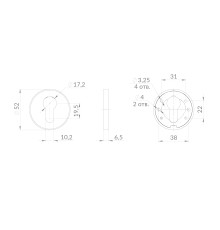 Накладка Punto (Пунто) под цилиндр ET.R.EST.R52 SSC-16 сатинированный хром