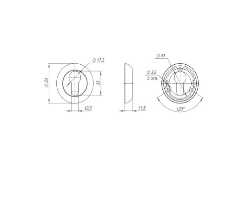 Накладка Ajax (Аякс) под цилиндр ET.R.JR54.IND BL-24 черный