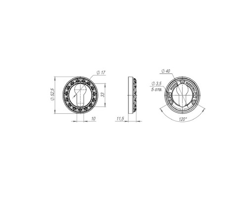 Накладка Punto (Пунто) под цилиндр ET.R.MT53 (ET MT) OB-13 античная бронза Накладка Punto (Пунто) под цилиндр ET.R.MT53 (ET MT) OB-13 античная бронза