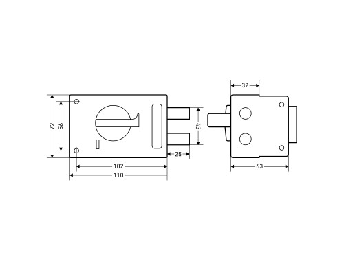 Замок Omega (Омега) накладной цилиндровый ЗН1-М1 КМЗ медь, 5 кл.