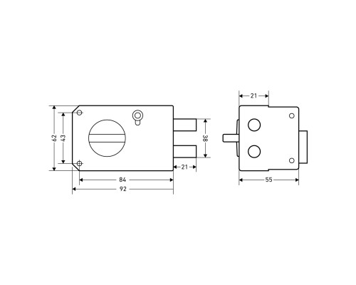 Замок Omega (Омега) накладной цилиндровый ЗН-2 ЗАЗ медь