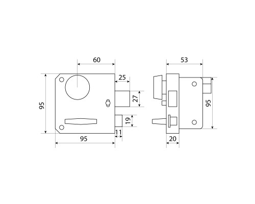 Замок Omega (Омега) накладной цилиндровый ЗН3А ПНЗ медь, 5 кл.