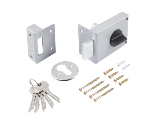 Замок Omega (Омега) накладной цилиндровый ЗН1-1.1 ГЛ серый, 5 кл.