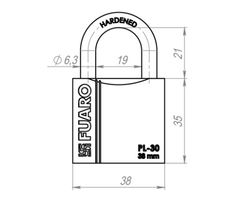 Замок Fuaro (Фуаро) навесной PL-PROTEC-3038 3key (PL-3038) англ. /блистер Замок Fuaro (Фуаро) навесной PL-PROTEC-3038 3key (PL-3038) англ. /блистер