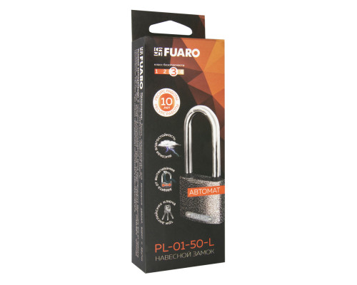 Замок Fuaro (Фуаро) навесной PL-UNI-0163-L (PL-01-63-L) 3key англ. /блистер