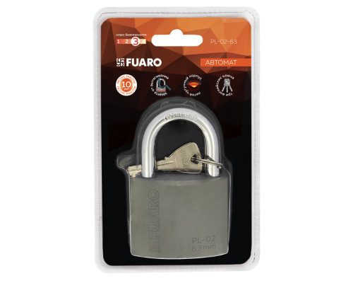 Замок Fuaro (Фуаро) навесной PL-PROTEC-0263 3key (PL-02-63) англ. /блистер Замок Fuaro (Фуаро) навесной PL-PROTEC-0263 3key (PL-02-63) англ. /блистер