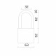 Замок Fuaro (Фуаро) навесной PL-UNI-0163-L (PL-01-63-L) 3key англ. /блистер