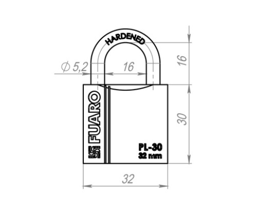 Замок Fuaro (Фуаро) навесной PL-PROTEC-3032 3key (PL-3032) англ. /блистер Замок Fuaro (Фуаро) навесной PL-PROTEC-3032 3key (PL-3032) англ. /блистер