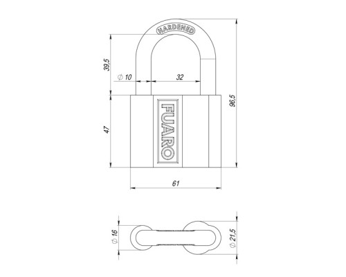 Замок Fuaro (Фуаро) навесной PL-PROTEC-4061 3key (PL-4061) , англ. /блистер Замок Fuaro (Фуаро) навесной PL-PROTEC-4061 3key (PL-4061) , англ. /блистер