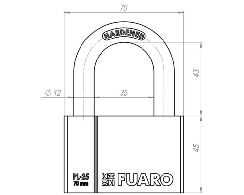 Замок Fuaro (Фуаро) навесной PL-PROTEC-2570 4 fin key (PL-2570) фин. /блистер Замок Fuaro (Фуаро) навесной PL-PROTEC-2570 4 fin key (PL-2570) фин. /блистер