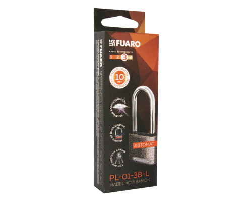 Замок Fuaro (Фуаро) навесной PL-UNI-0138-L (PL-01-38-L) 3key англ. /блистер Замок Fuaro (Фуаро) навесной PL-UNI-0138-L (PL-01-38-L) 3key англ. /блистер