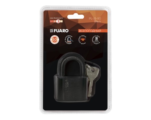 Замок Fuaro (Фуаро) навесной PL-WEATHER-1550 Black 4 fin key ( PL-15-50) диск. /блистер Замок Fuaro (Фуаро) навесной PL-WEATHER-1550 Black 4 fin key ( PL-15-50) диск. /блистер